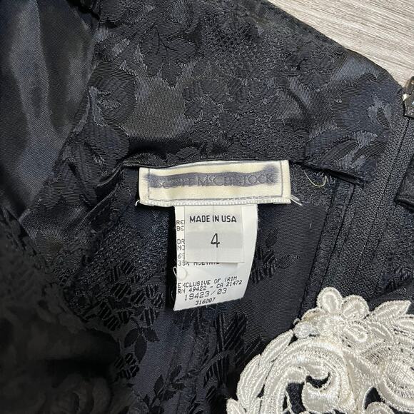 Vintage 90's Scott McClintock Formal Event Dress $ Black White Lace Edwardian - Picture 10 of 12